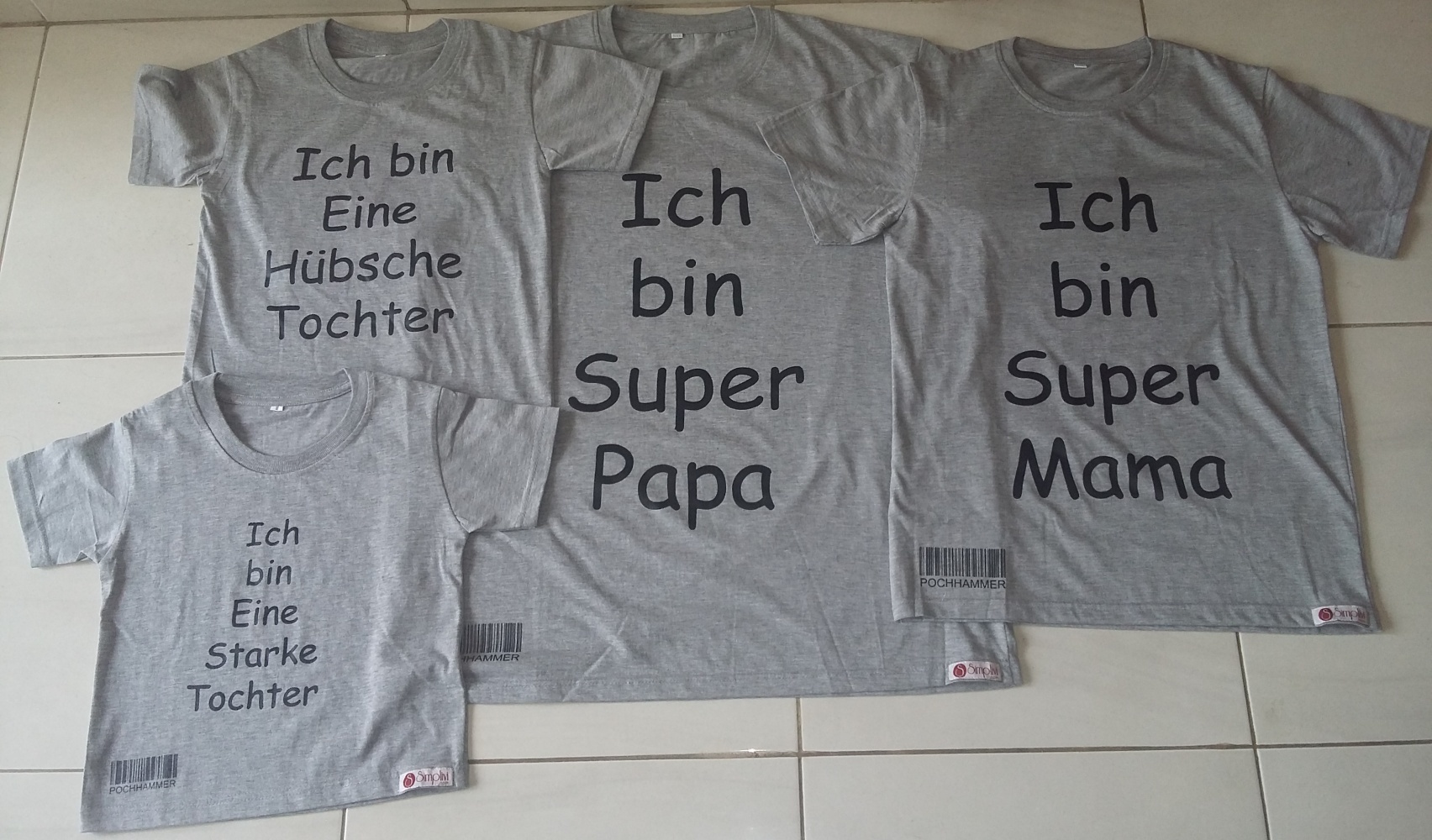 kaos couple keluarga super papa super mama abu misty lengan pendek sablon rubber